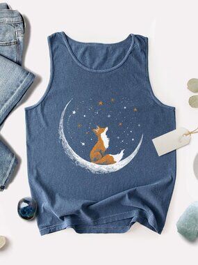 Fox Moon Tank Top 🌙🦊 | Celestial Fox Shirt
